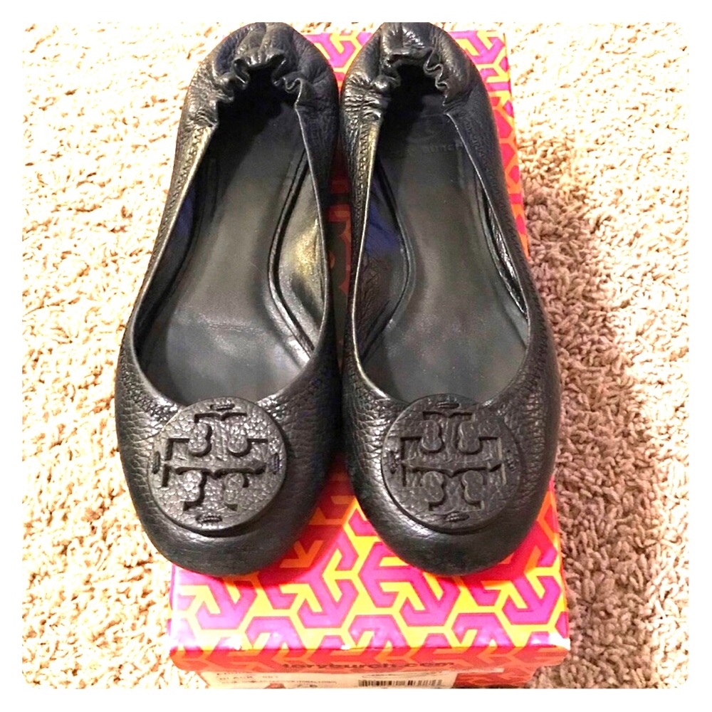 Tory Burch Reva Flat - Black Leather size 7.5